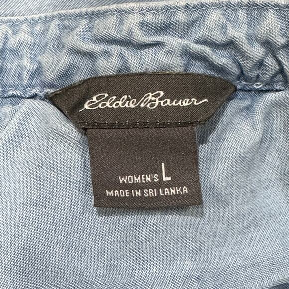 Eddie Bauer Women Top Size L Blue Tunic Coastal Cowgirl Lightweight Minimalist - Picture 6 of 7